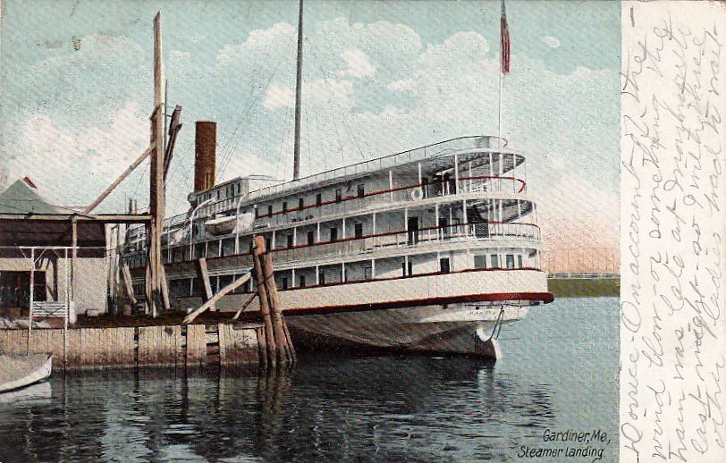  Postcard Steamer Landing Gardiner ME 
