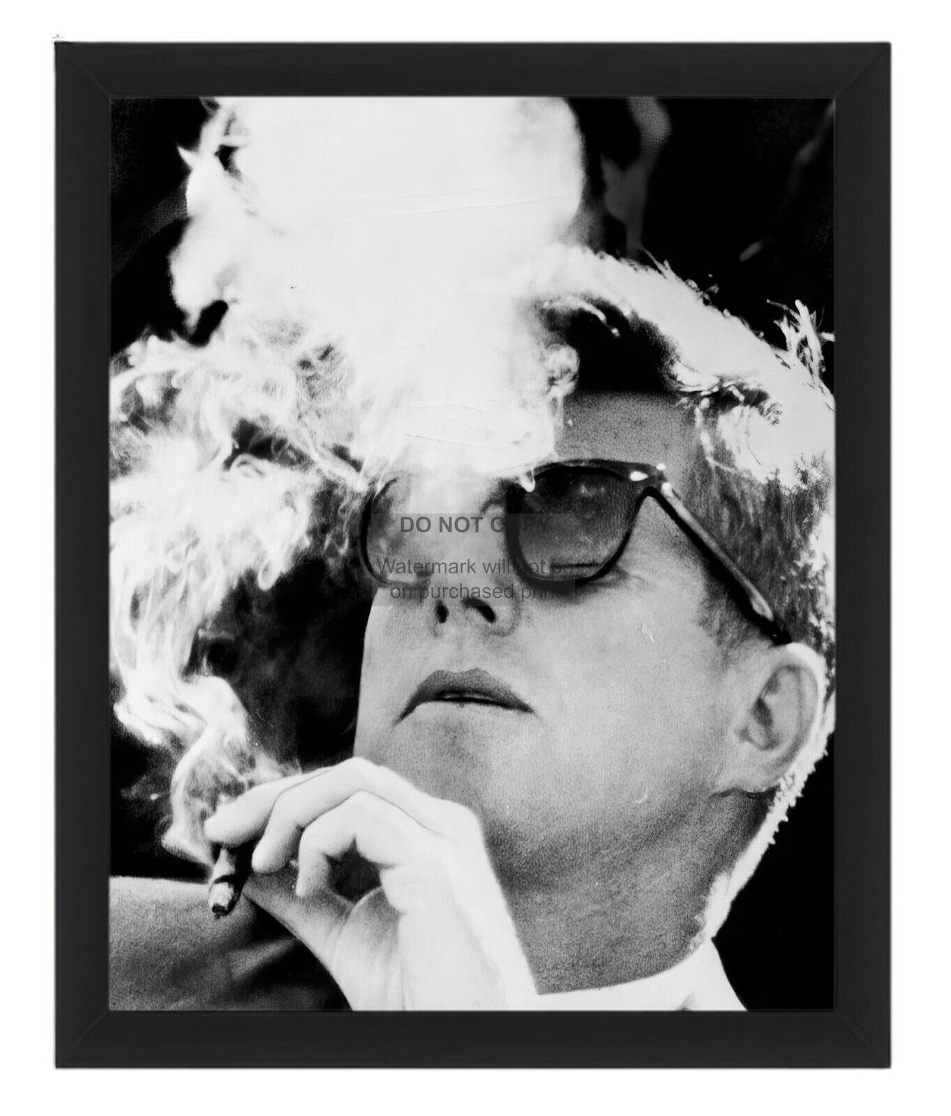 PRESIDENT JOHN F. KENNEDY JFK SMOKING CIGAR 8X10 FRAMED PHOTO REPRINT