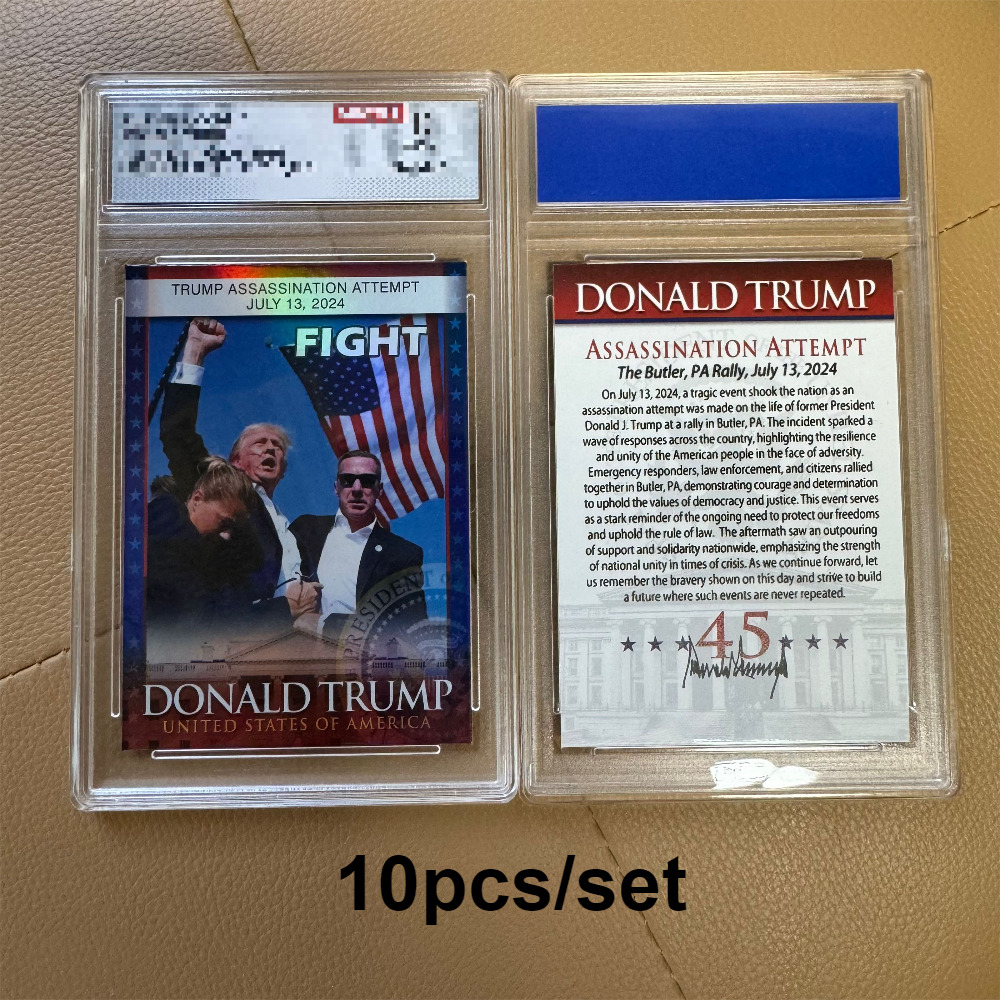 10pcs USA President 2024 Donald Trump Assassination Attempt Card For Fans Gift！