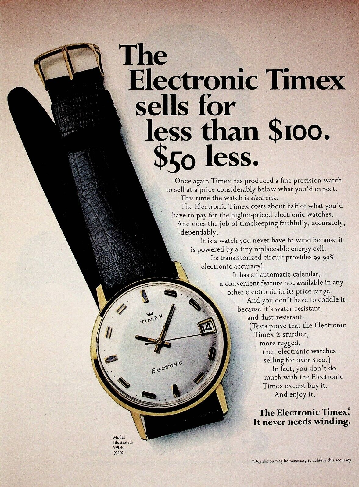 1969 Timex Wrist Watch Electronic Model 99041 - Vintage Advertisement
