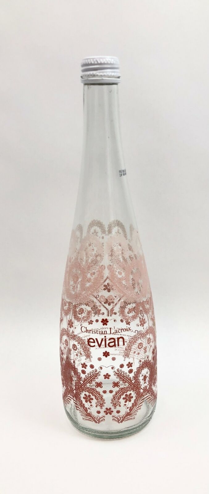 Evian Christian Lacroix Glass Watter Bottle Opened Collectible Limited Edition