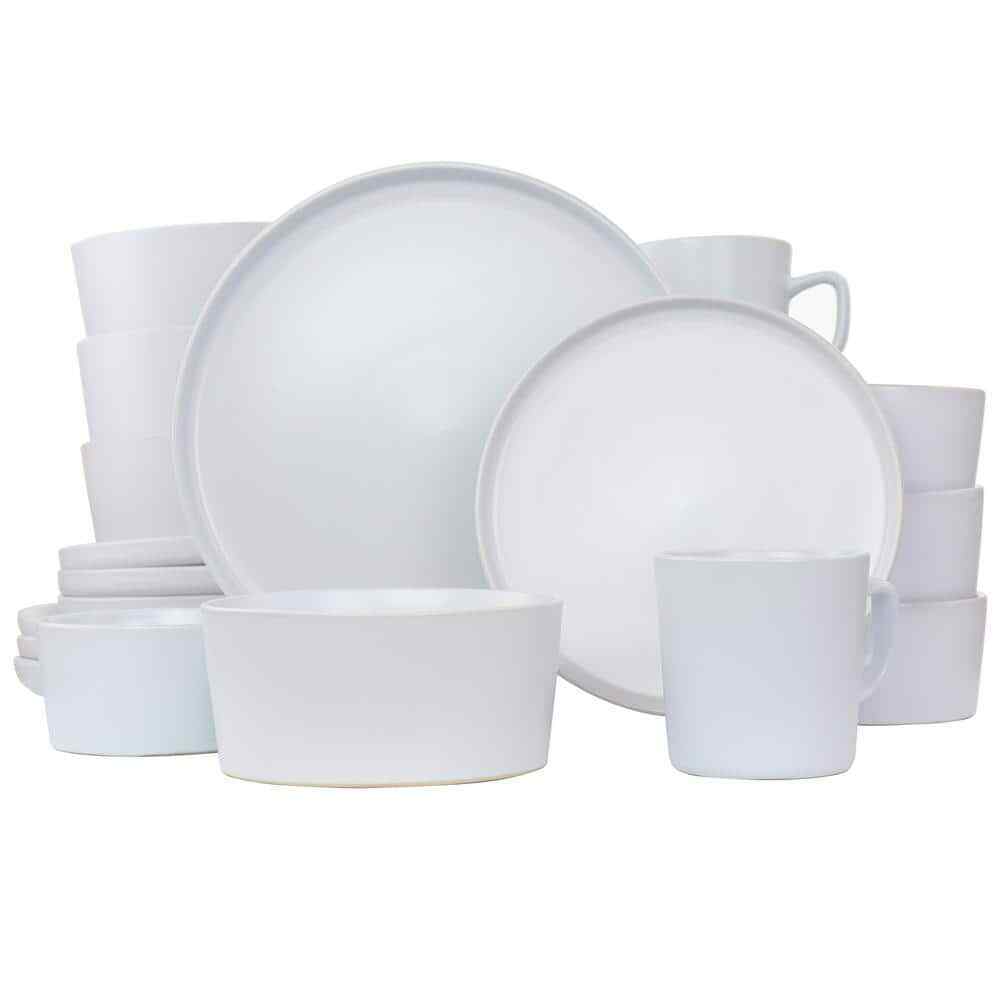 Luxmatte 20-Piece White Stoneware Dinnerware Set