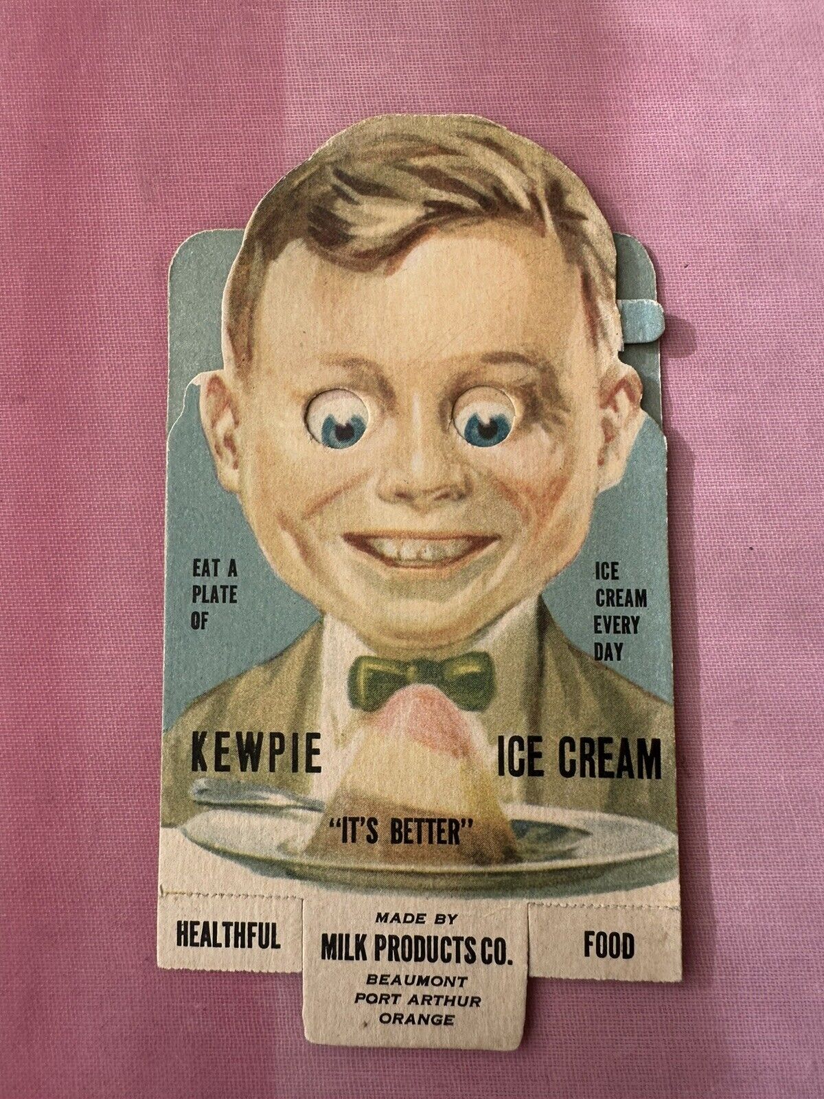 Rare vintage 1930s Kewpie Ice Cream moving eyes advertising  phamplet
