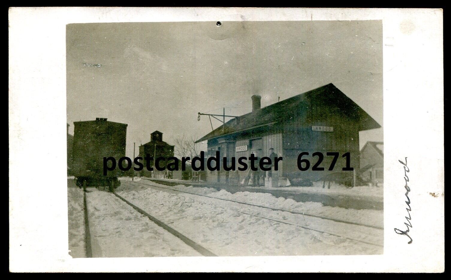 INWOOD Ontario 1911 Train Station. Real Photo Postcard