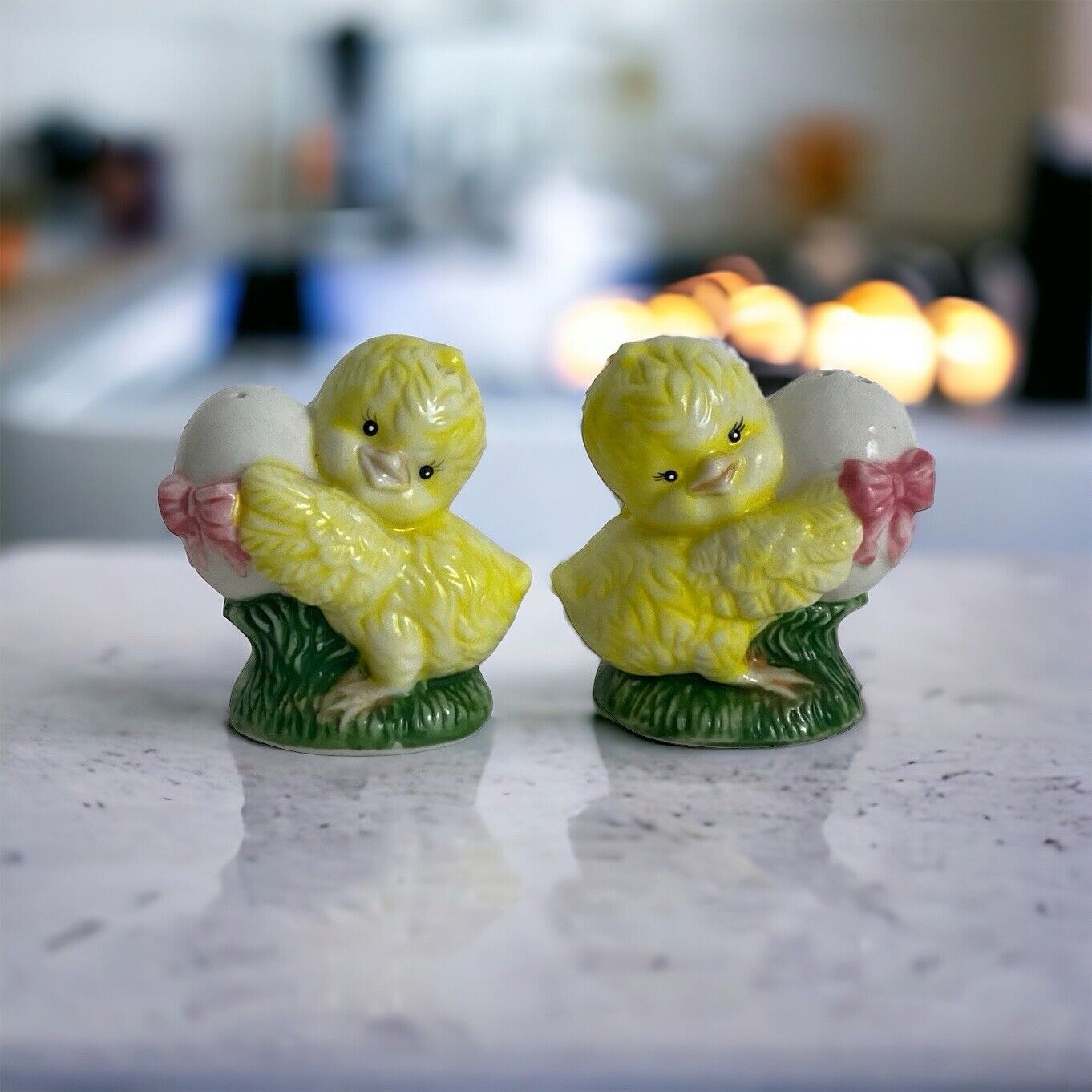 Vintage Made in Japan Realistic Baby Chicks Salt & Pepper Shakers Set 50s Decor