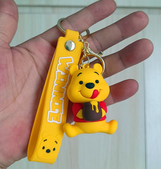 5 Styles Disney Winnie The Pooh 3D PVC Bags Hanger Pendant Keychains Key Rings