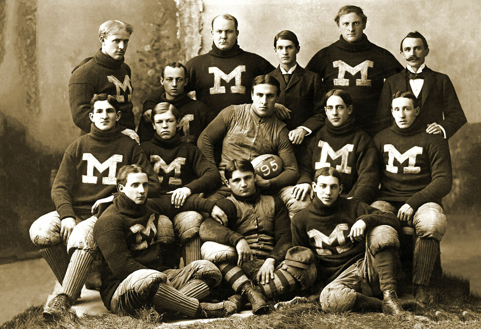1895 University of Michigan Football Team Vintage Old Photo 8.5\