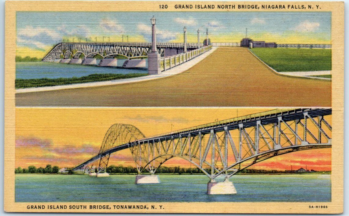 Postcard - Grand Island North & South Bridge - New York