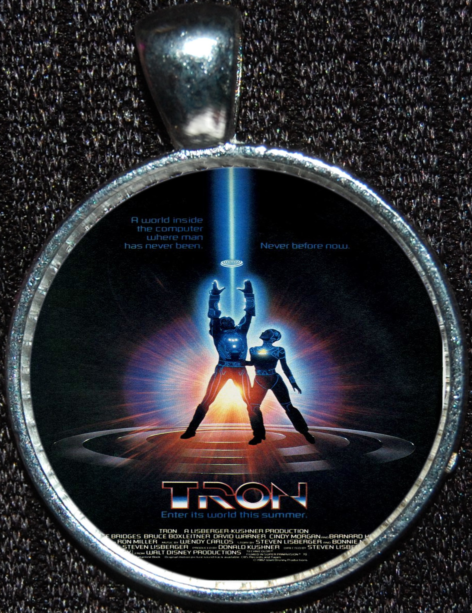 Tron Original 1982 Movie Poster Disney Disneyland Jewelry Pendant Necklace