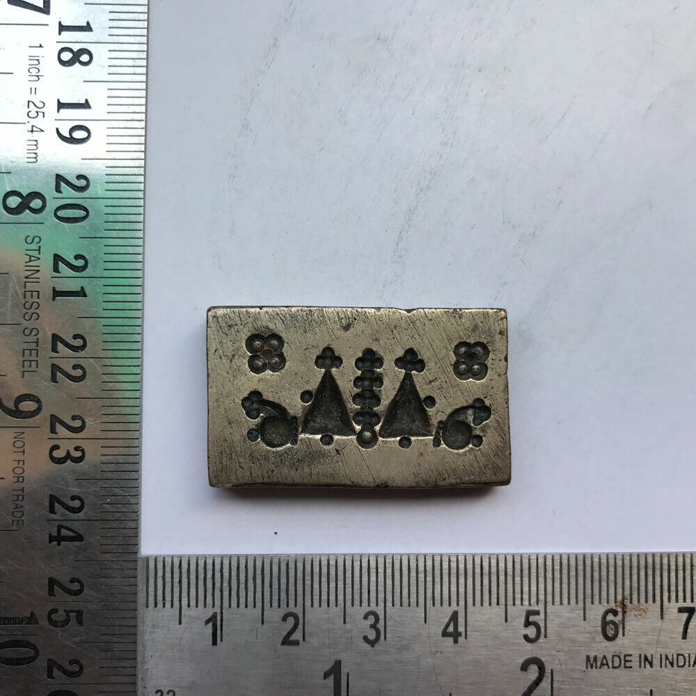 Antique or old bell metal jewelry stamp die seal hindu traditional pattern