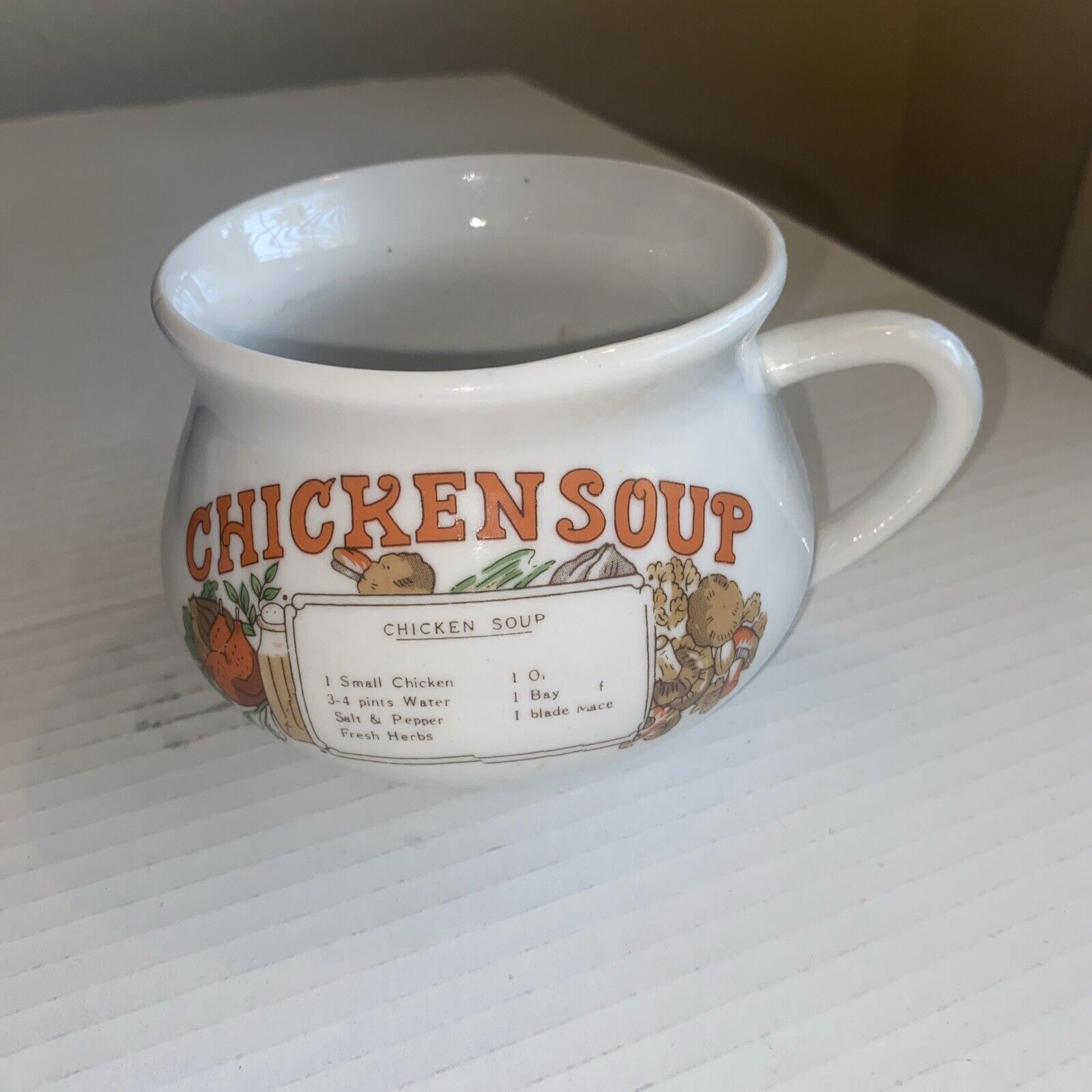 Chicken Soup Mug  Do It Recipe Vintage Ceramic Mug Cup With Recipe On Front
