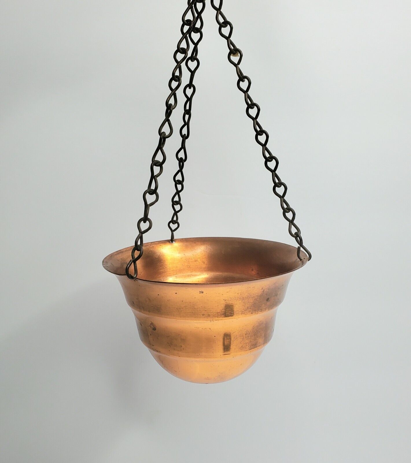 Vintage MCM Hanging Copper Planter Very Nice Small Size