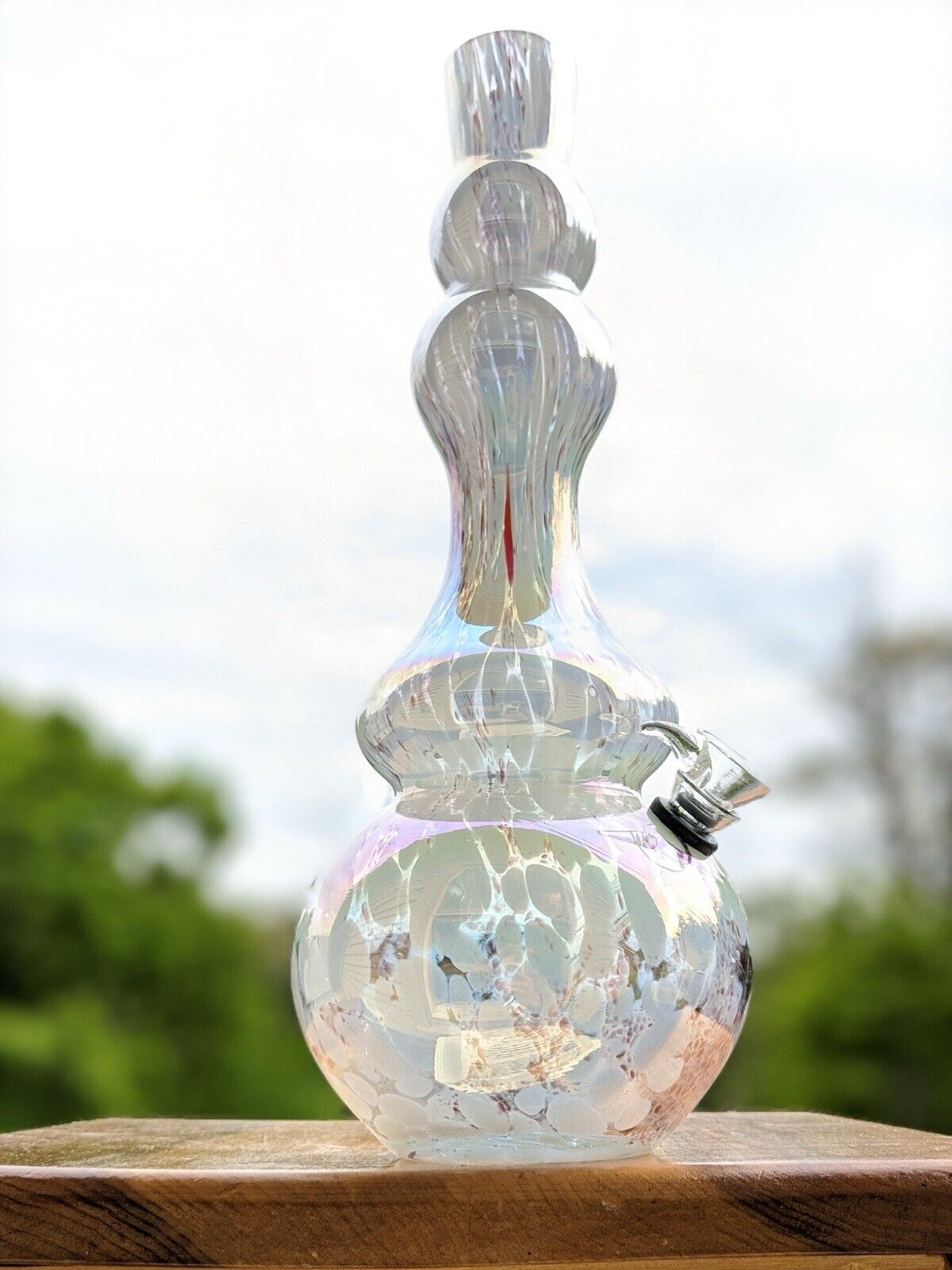 Handmade 16 In Soft Glass Tobacco Water Pipe Bong W/Stem & Bowl