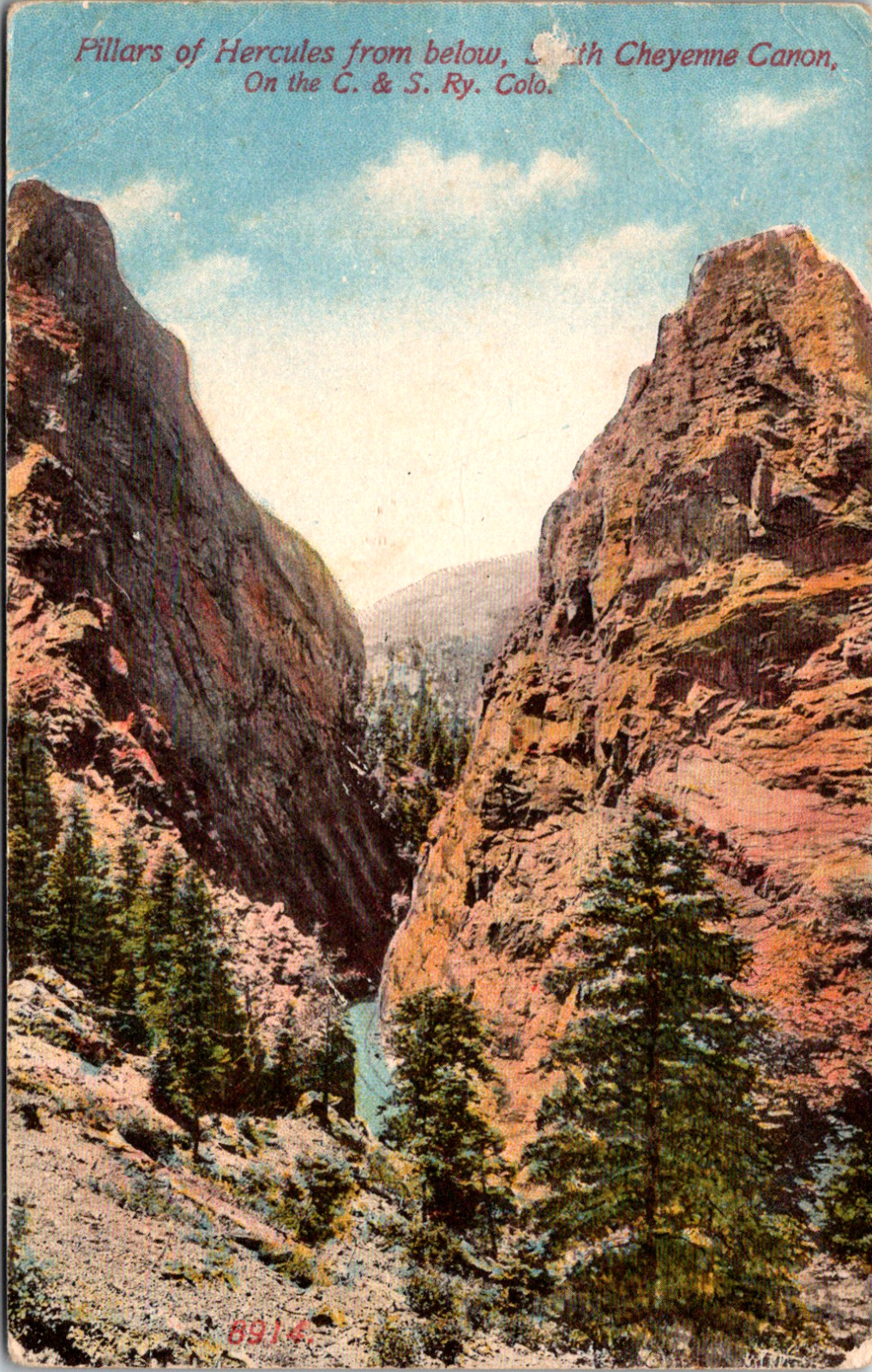Vintage 1910s Pillars of Hercules Cheyenne Canon C&S Railway Colorado Postcard 