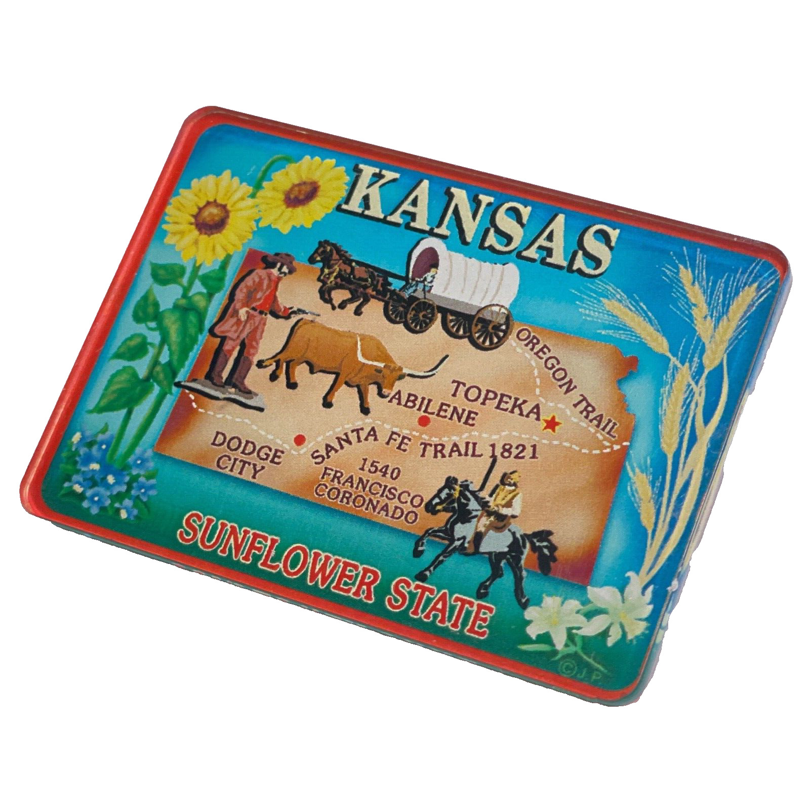 Kansas, The Sunflower State - Souvenir Refrigerator Fridge Magnet