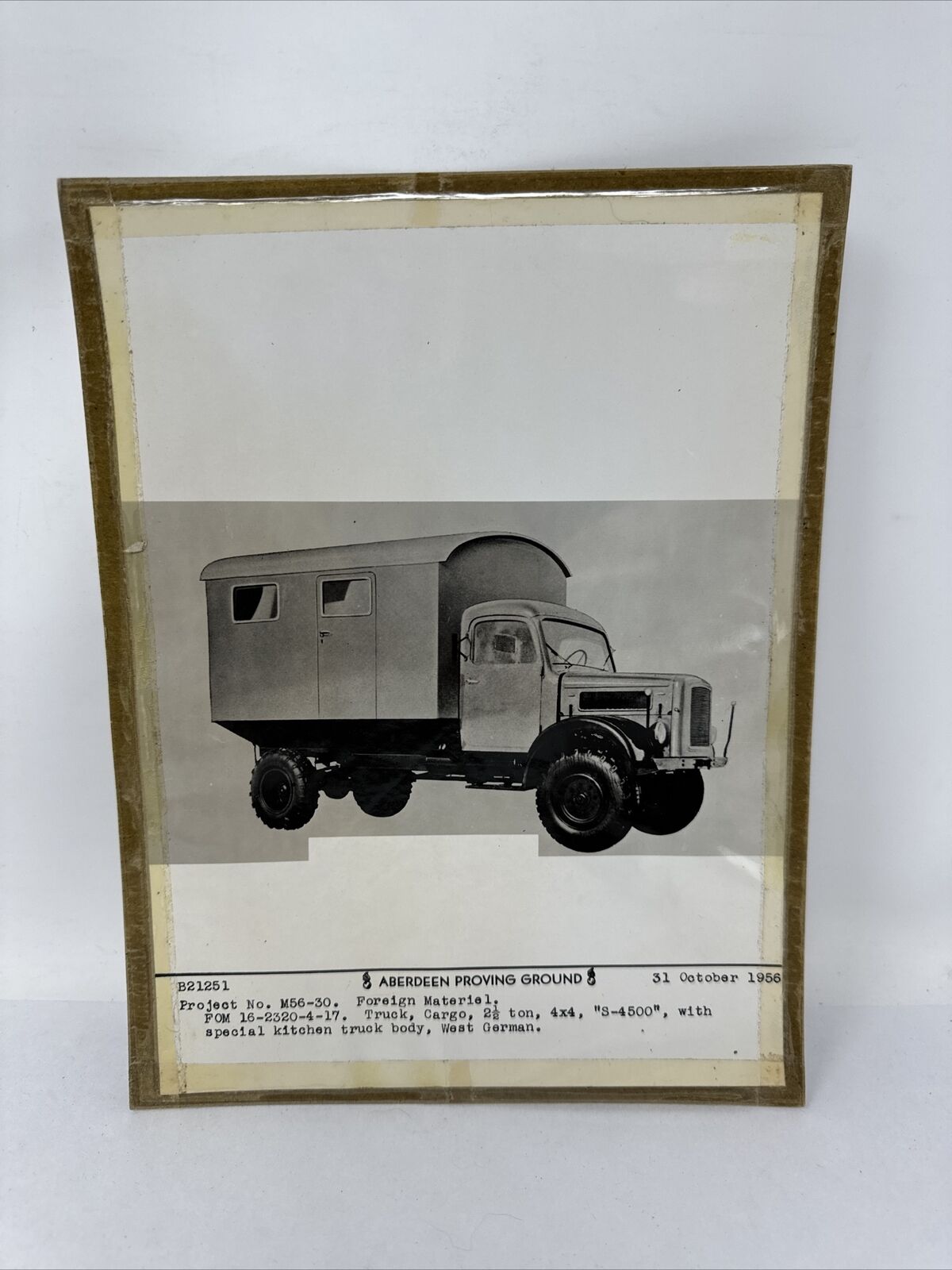 1956 Real Photo Army Truck Aberdeen Proving Ground Official Specs Vintage