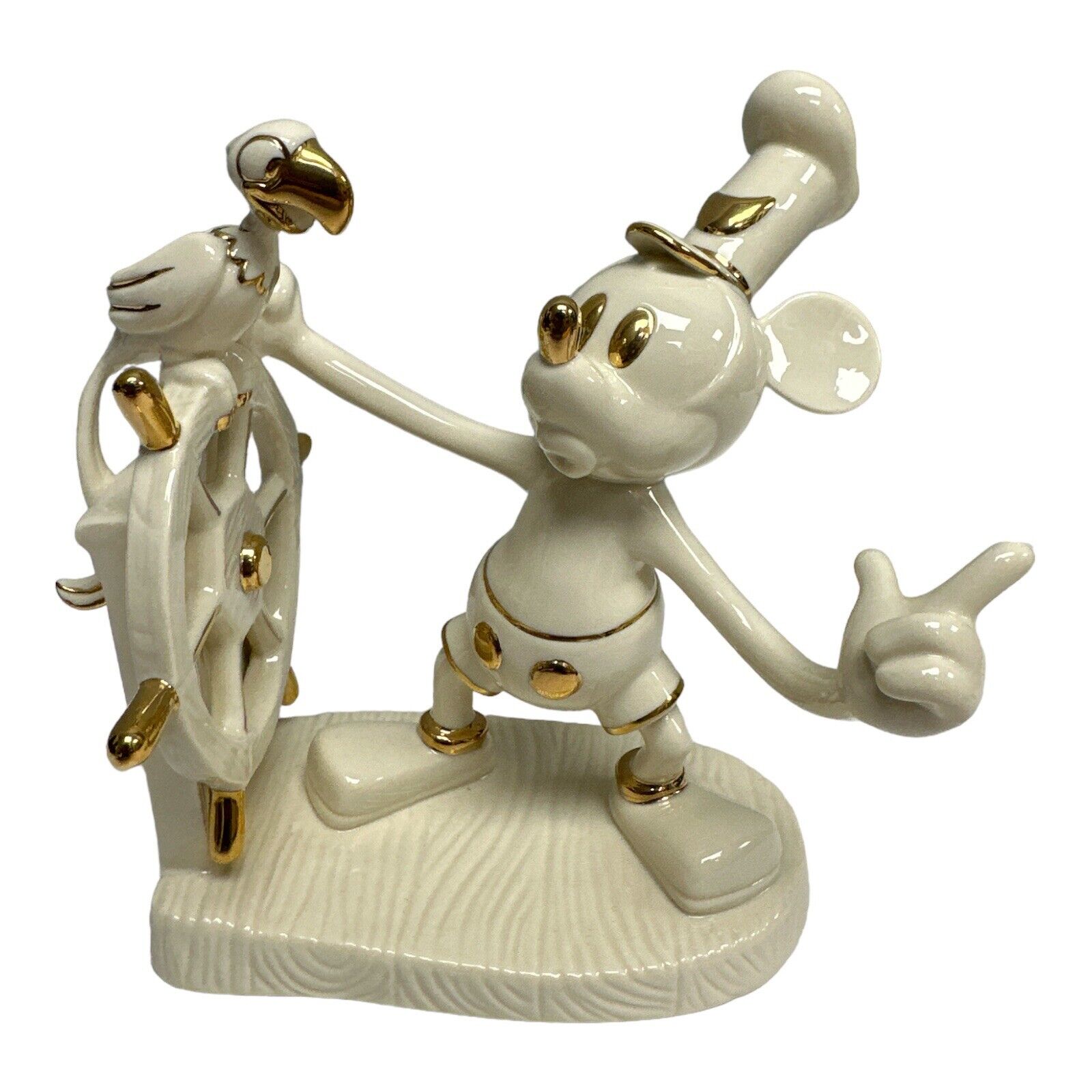 MICKEY MOUSE STEAMBOAT WILLIE FIGURINE 6” LENOX Disney Showcase  White & Gold