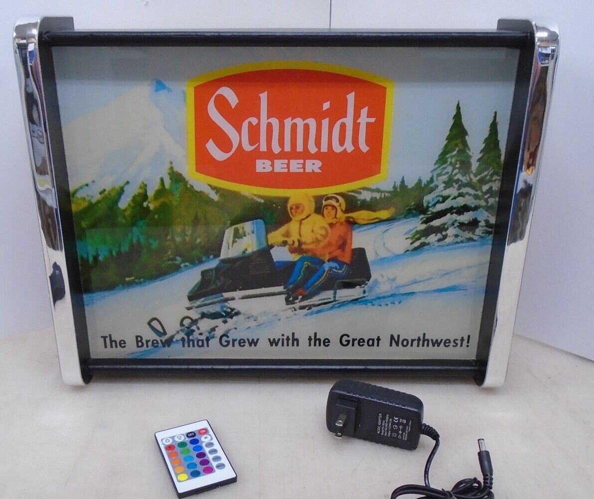 Schmidt Beer Snowmobile Scene LED Display light sign box