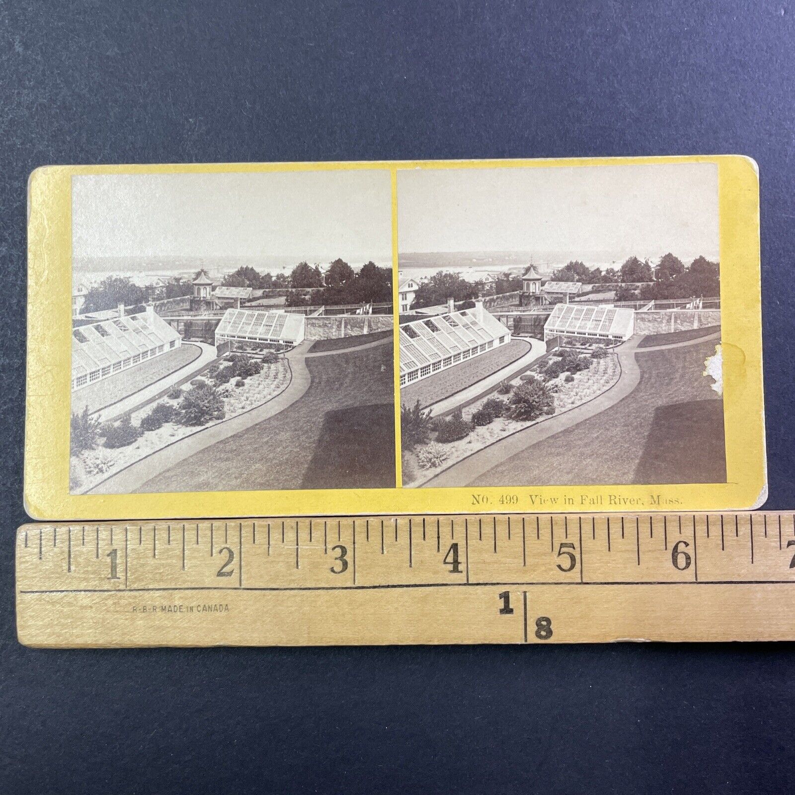 Fall River Massachusetts Stereoview Photo Card BW Kilburn Antique c1872 X983