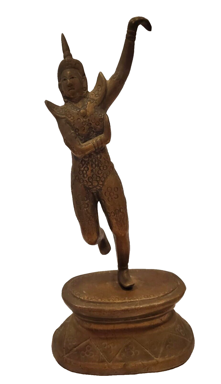 Vintage Bronze Thai Teppanom Temple Guard Dancer Dancing Statue Sculpture 9\