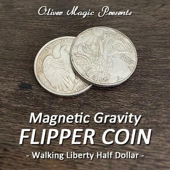 Magnetic Gravity Flipper Coin (Walking Liberty Half Dollar) Magic Tricks Gimmick