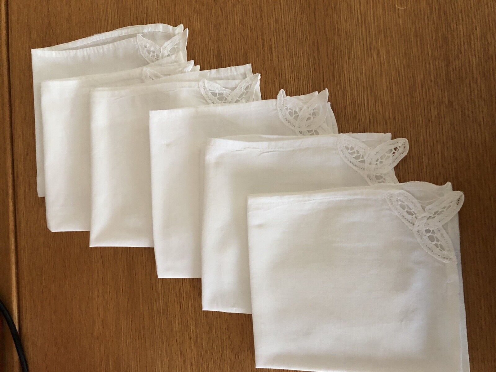 5 +1 vintage white linen cutwork hand embroidery chic cottage tea napkins 13x15