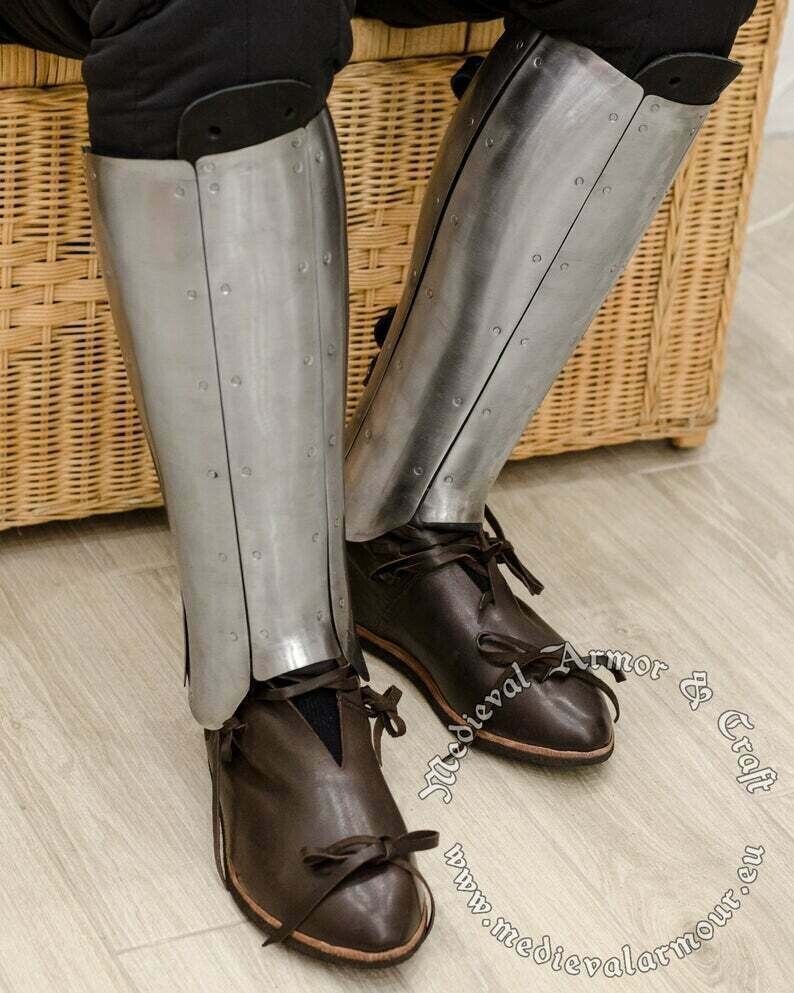 Medieval Legs Protection pair of Greaves Larp SCA Steel knight Greaves armor