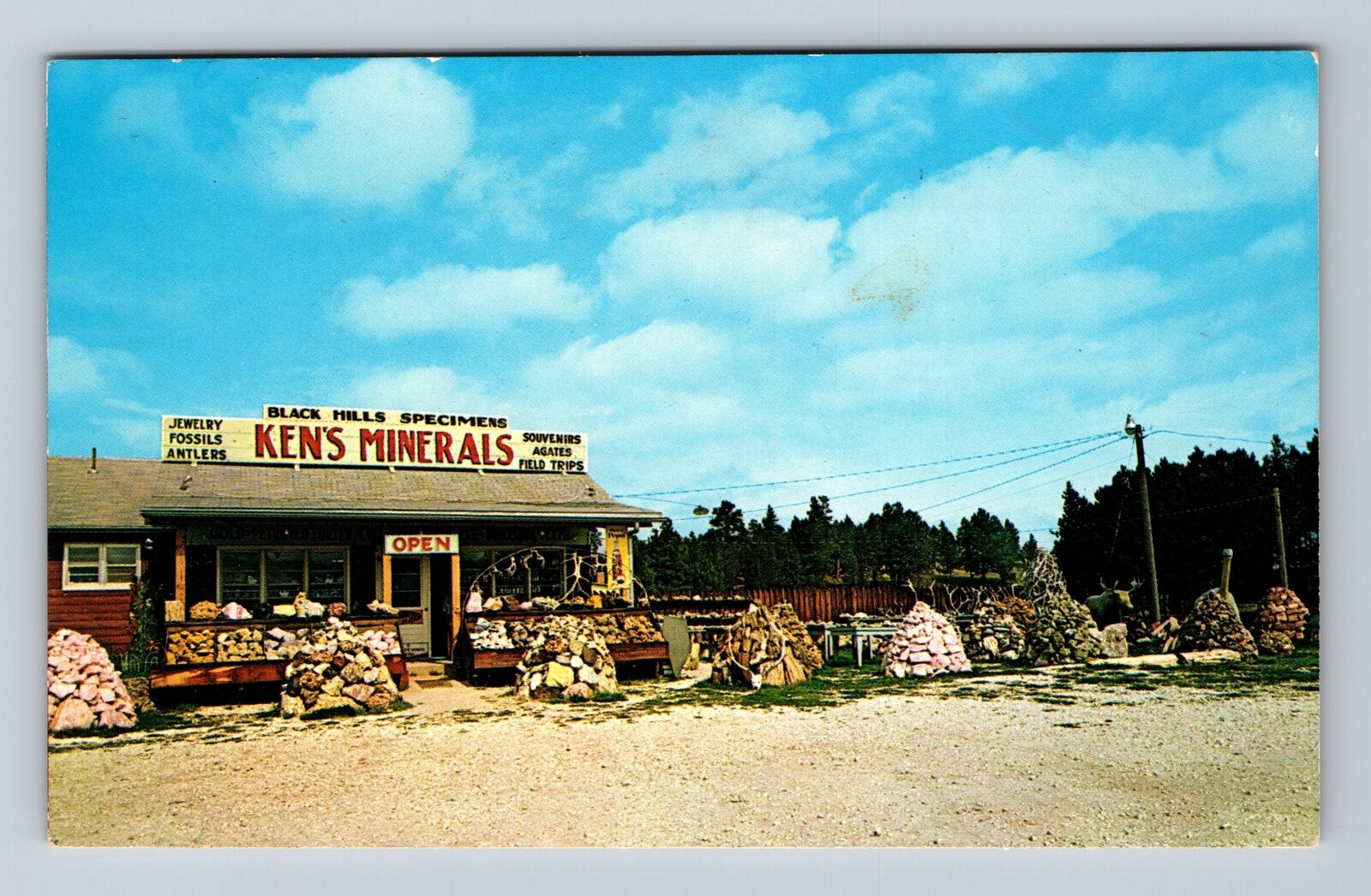 Custer SD-South Dakota, Ken's Minerals, Advertising, Antique Vintage Postcard
