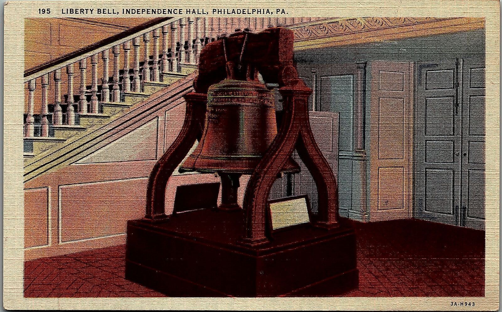 1940s LIBERTY BELL IN PHILADELPHIA, PA LINEN POSTCARD 20-71