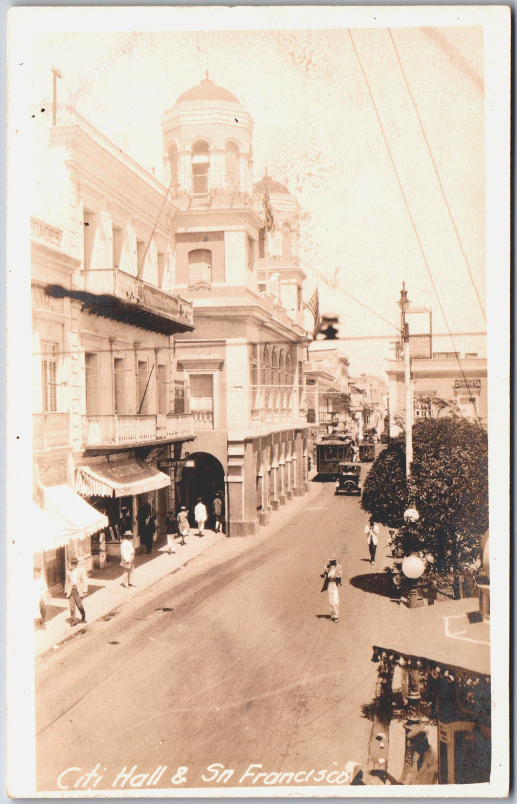San Francisco California City Hall Main Street Old Cars CA RPPC Vintage Postcard
