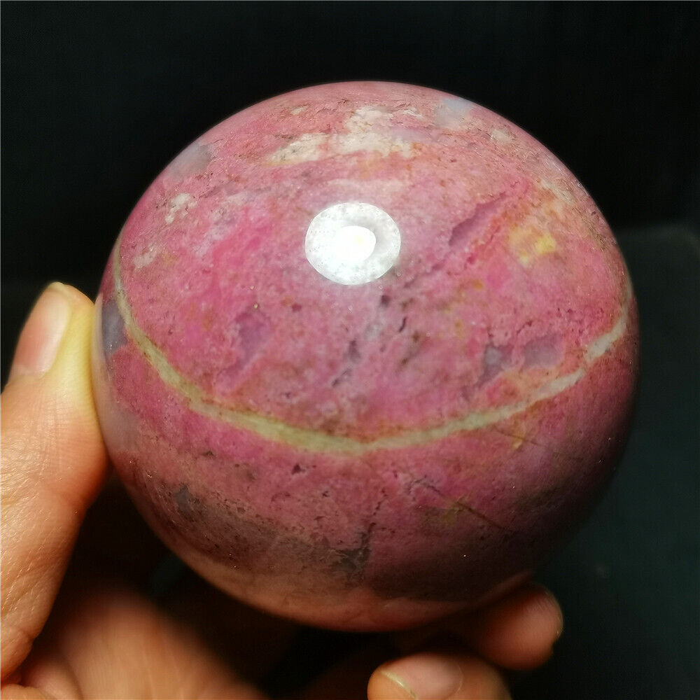 TOP 638G Natural Polished Rosaceae Agate Crystal Sphere Ball Healing BY838