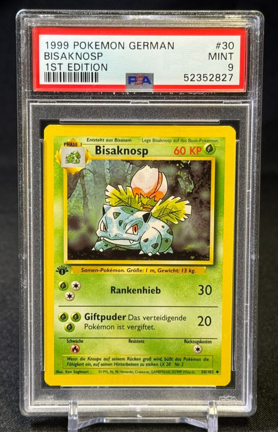 Ivysaur Bisaknosp 1999 Pokemon German Base Set 1st Edition #30/102 PSA 9 MINT