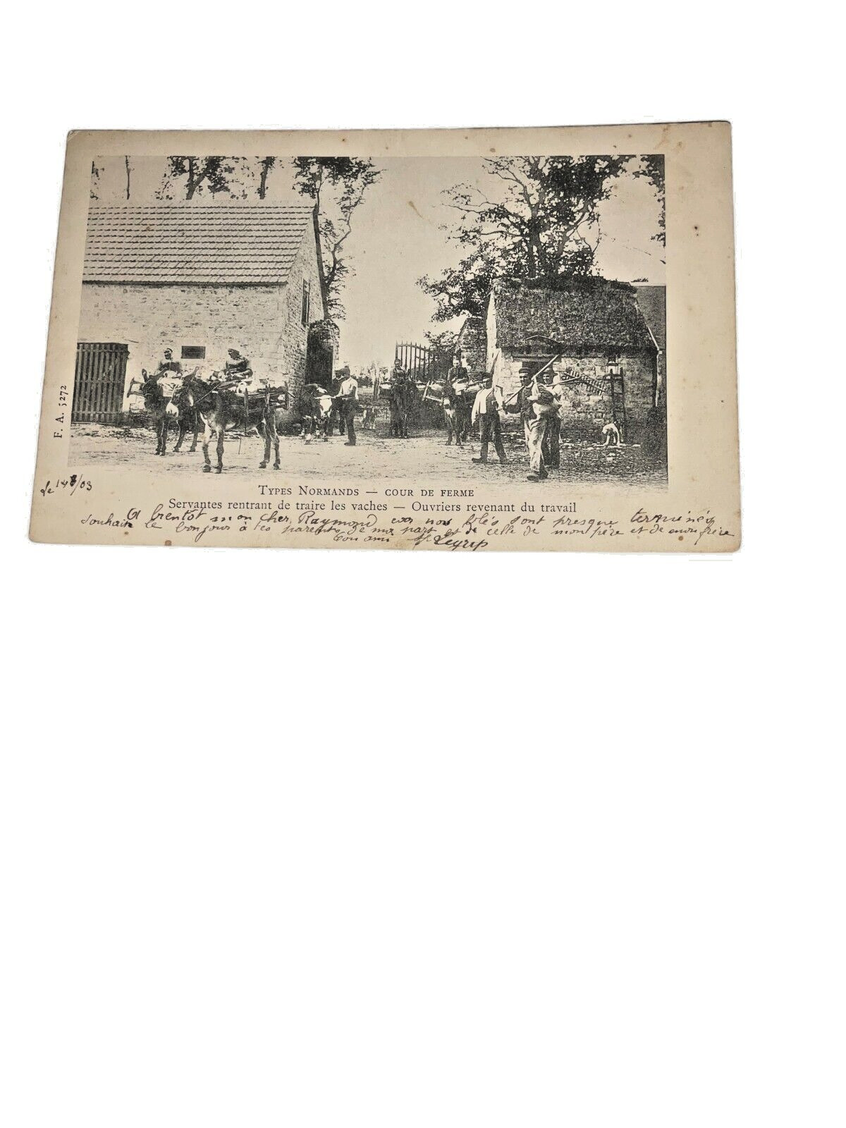 RARE 1900S Normandy Farm Court Postcard