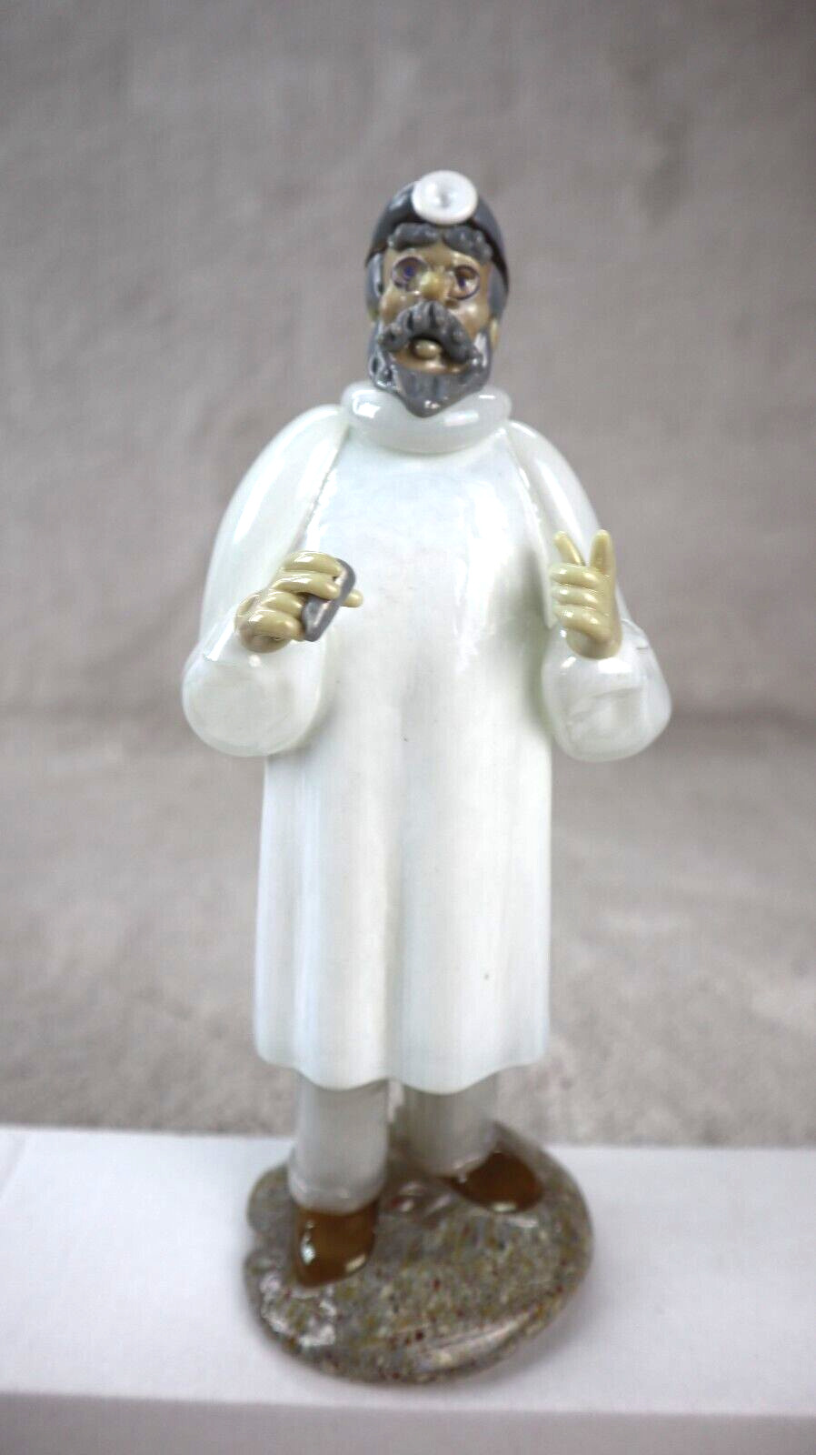 1950s Czech Bohemian ZBS Art Glass Doctor White Figurine Sculpture 9\