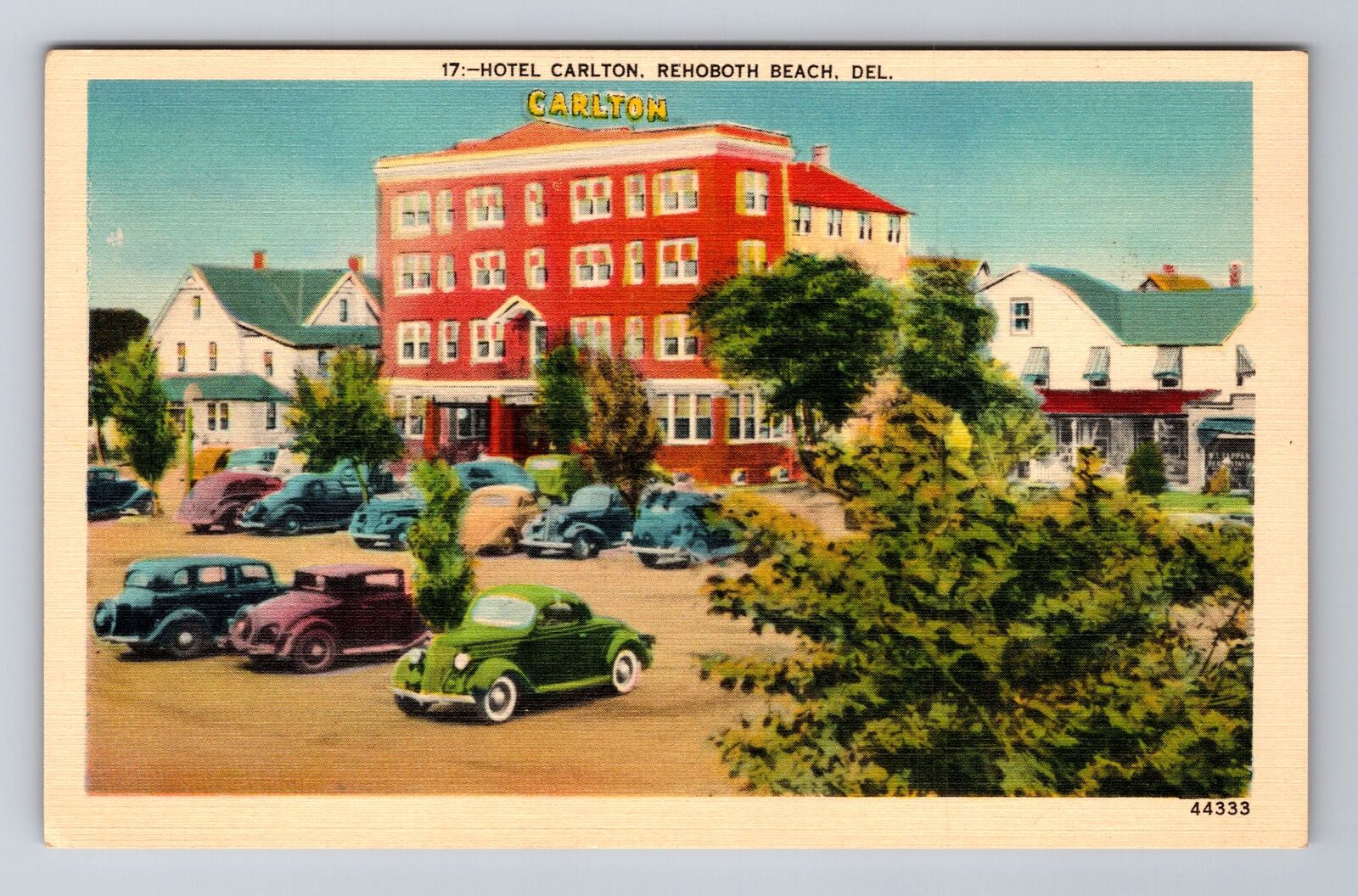 Rehoboth Beach DE-Delaware, Hotel Carlton, Advertising Souvenir Vintage Postcard