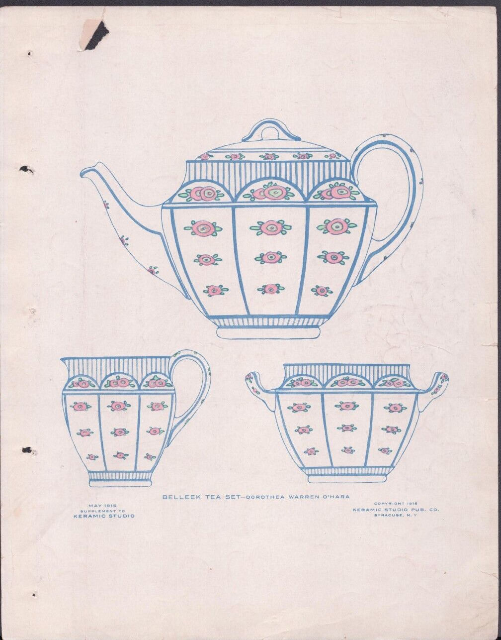 May 1915 Keramic Studio Design Belleek Tea Set Dorothea Warren O\'Hara Illus