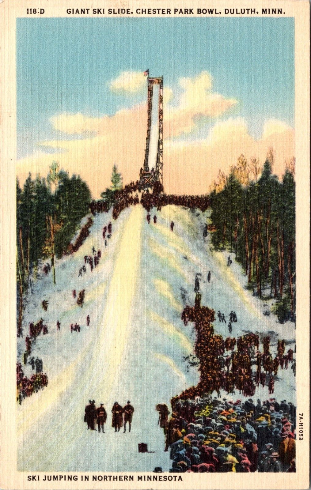 DULUTH MN Minnesota Ski Slide & Jump Chester Park Unposted Linen
