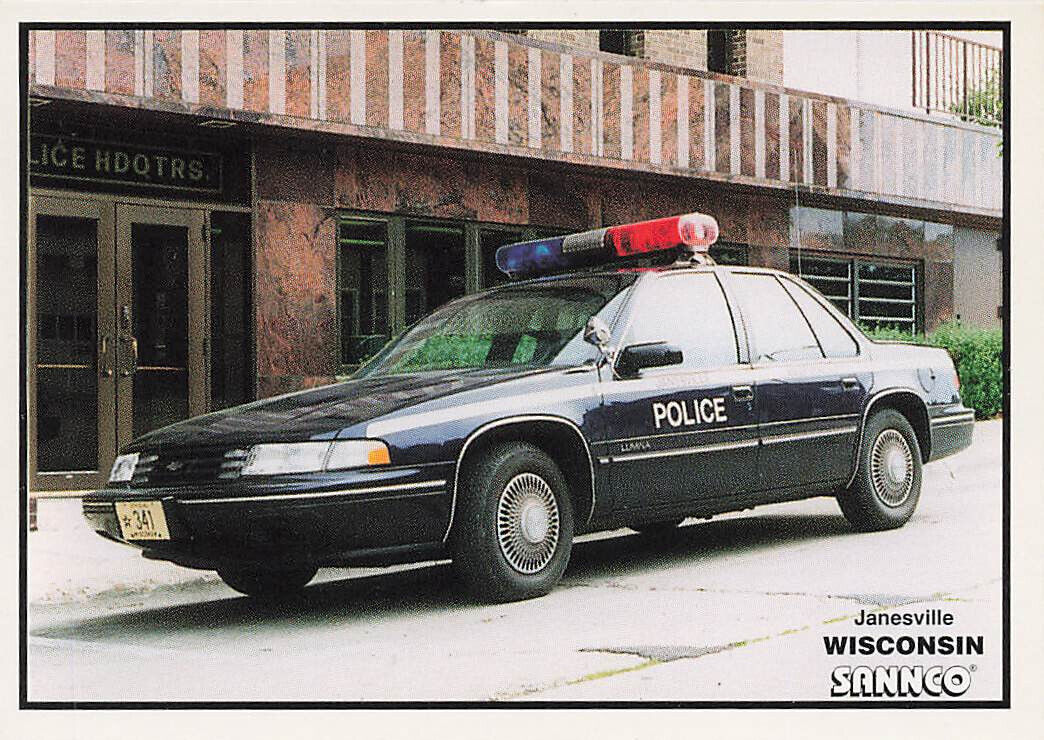 POLICE DEPARTMENT PATROL CAR SANNCO CARD 1993 JANESVILLE WI WISCONSIN