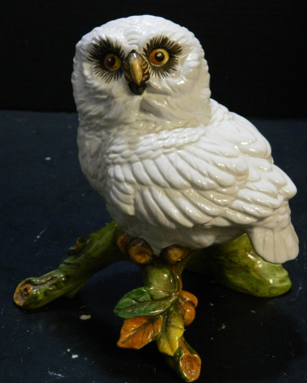 Vintage Ethan Allen Porcelain Snow Owl On Branch 43-3024 Italy 7
