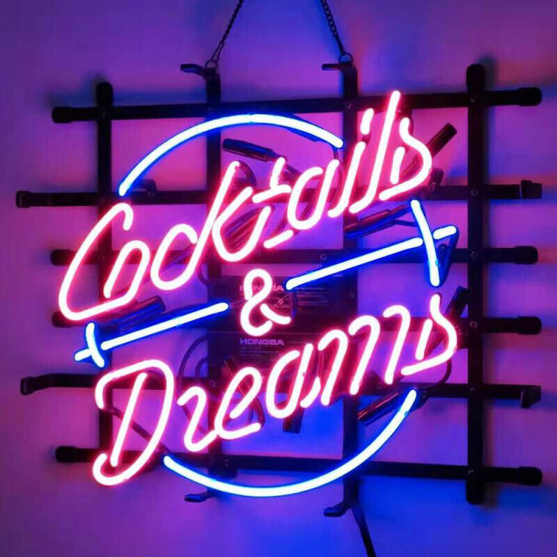 Cocktails And Dream Neon Sign Light For Home Bar Man Cave Pub Wall Dector 20x16