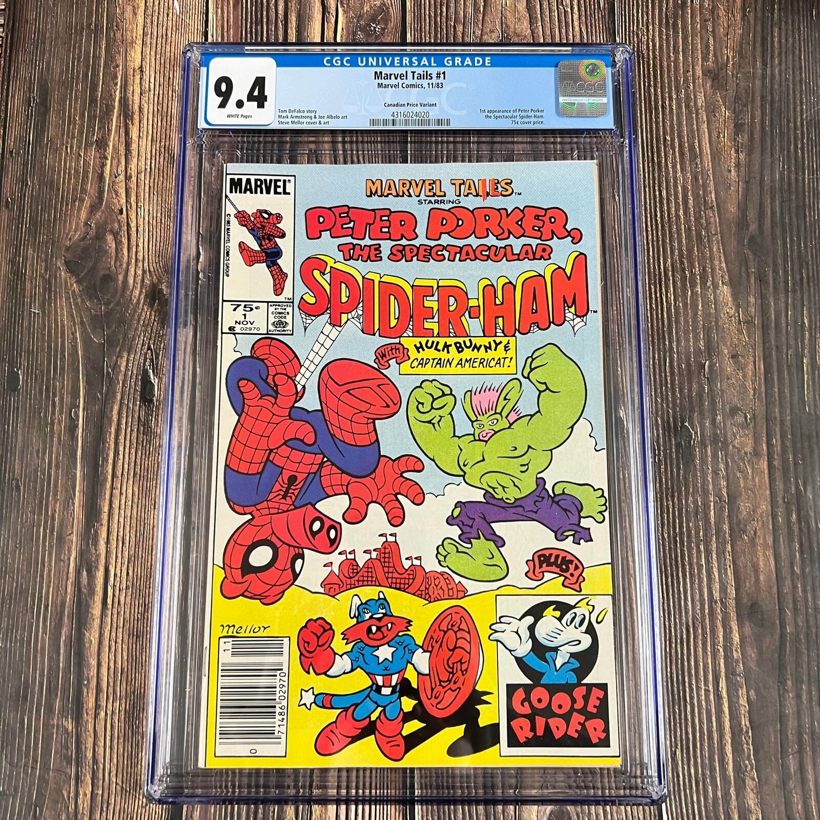 Marvel Tails #1 CGC 9.4 1st app of Peter Porker & Canadian Price Variant
