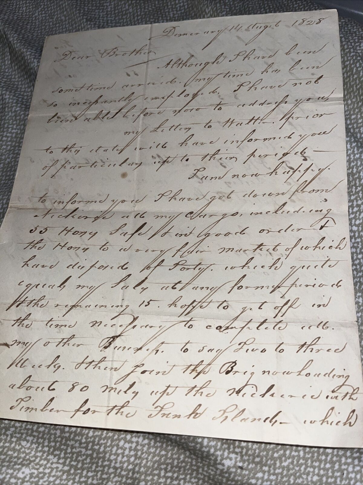 1828 Letter from Captain Walter Lester in Norwich CT Mentions John B Stanton