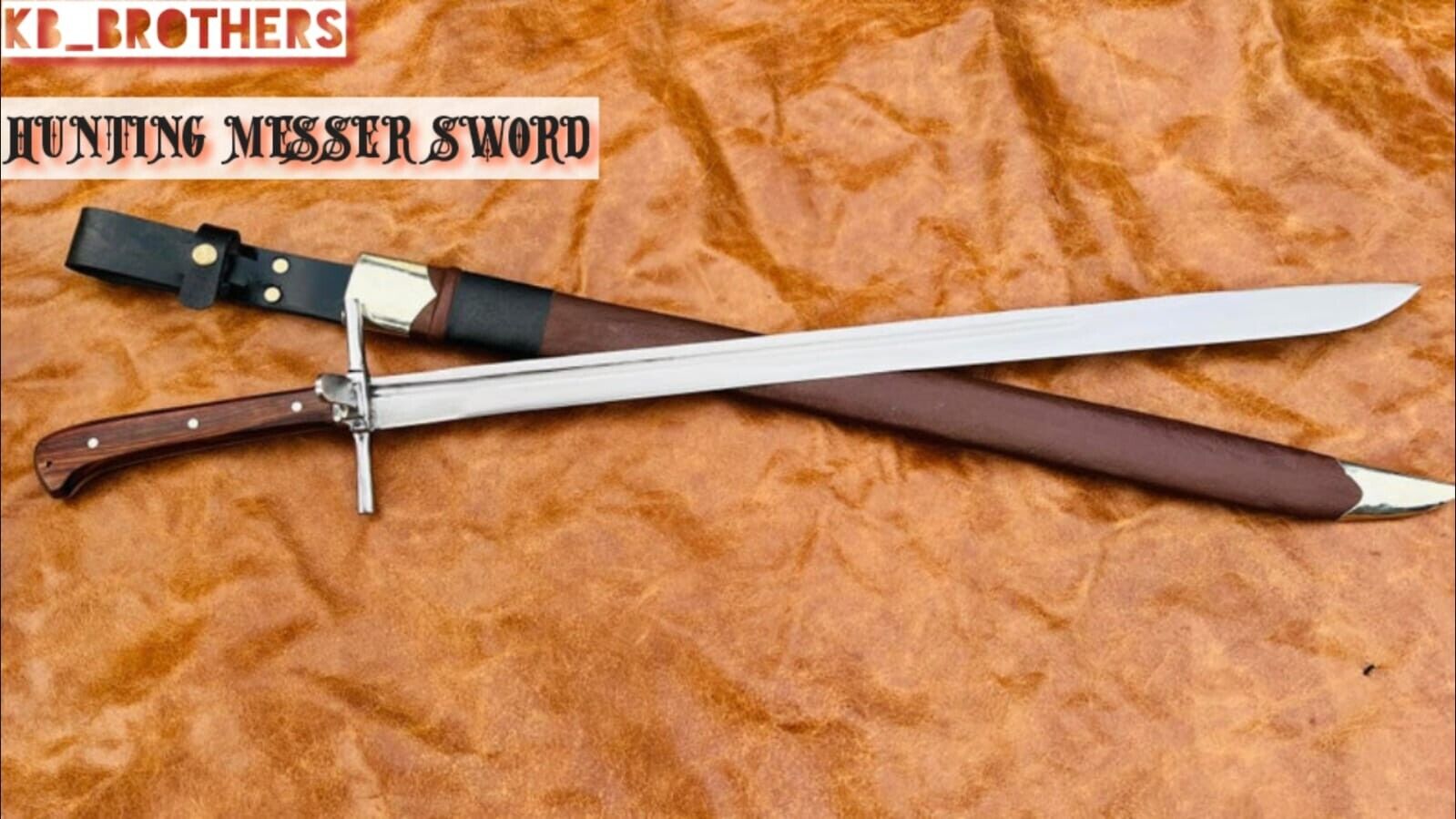 Custom & Handmade Carbon Steel Blade Hunting MESSER Historical Sword-34-inches.