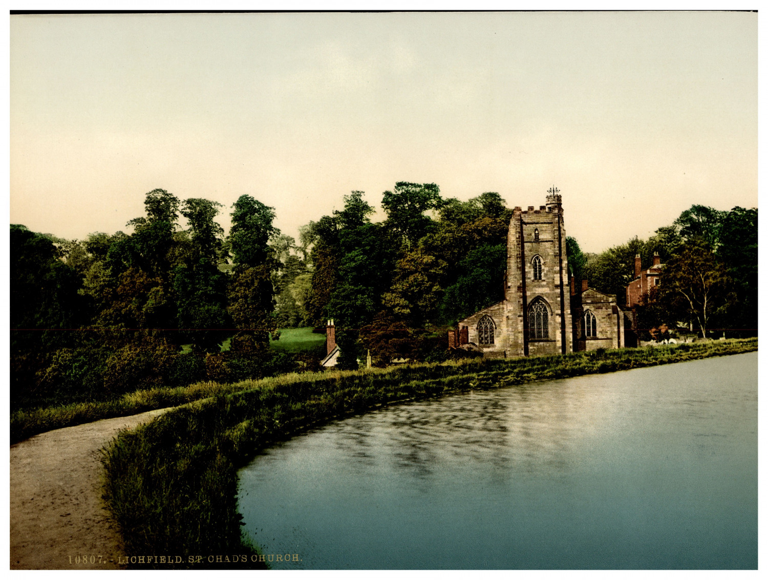 England. Lichfield. St. Chad's Church. Vintage Photochrome by P.Z, Photochrome 