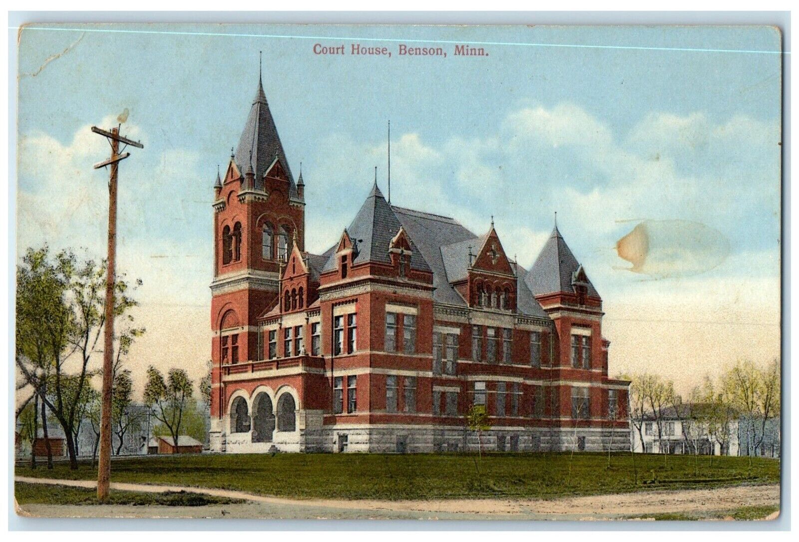 1908 Court House Exterior Building Benson Minnesota MN Vintage Antique Postcard