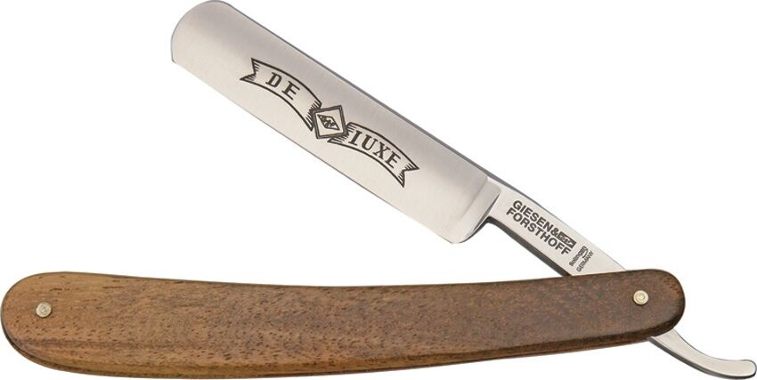 Giesen & Forsthoff Straight Razor Barber Salon Shaving Knife Walnut Wood Handle