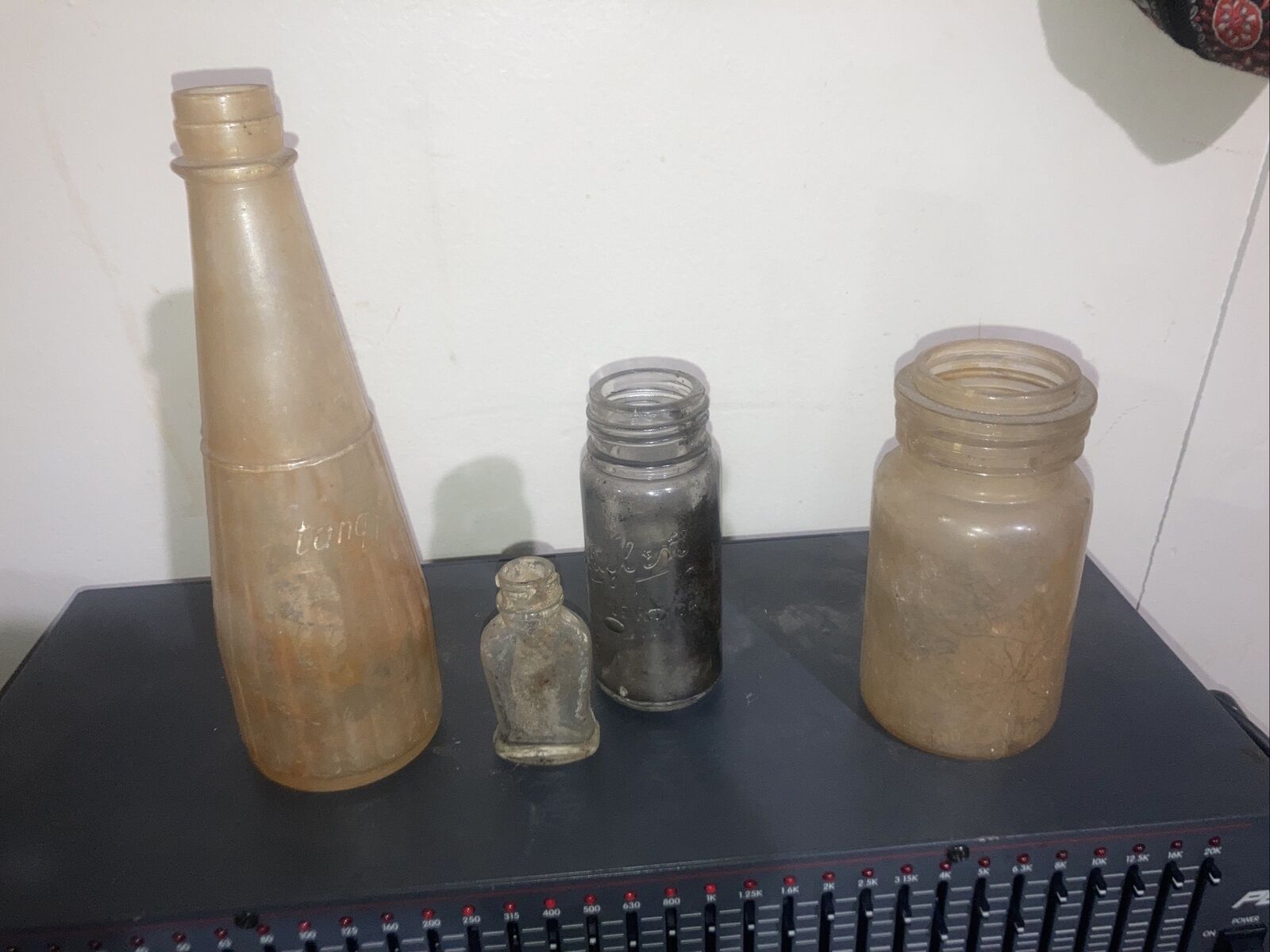 Antique Glass Bottle Lot of 4 Vintage Empty Bottles Barn Fresh Bear Aspirin