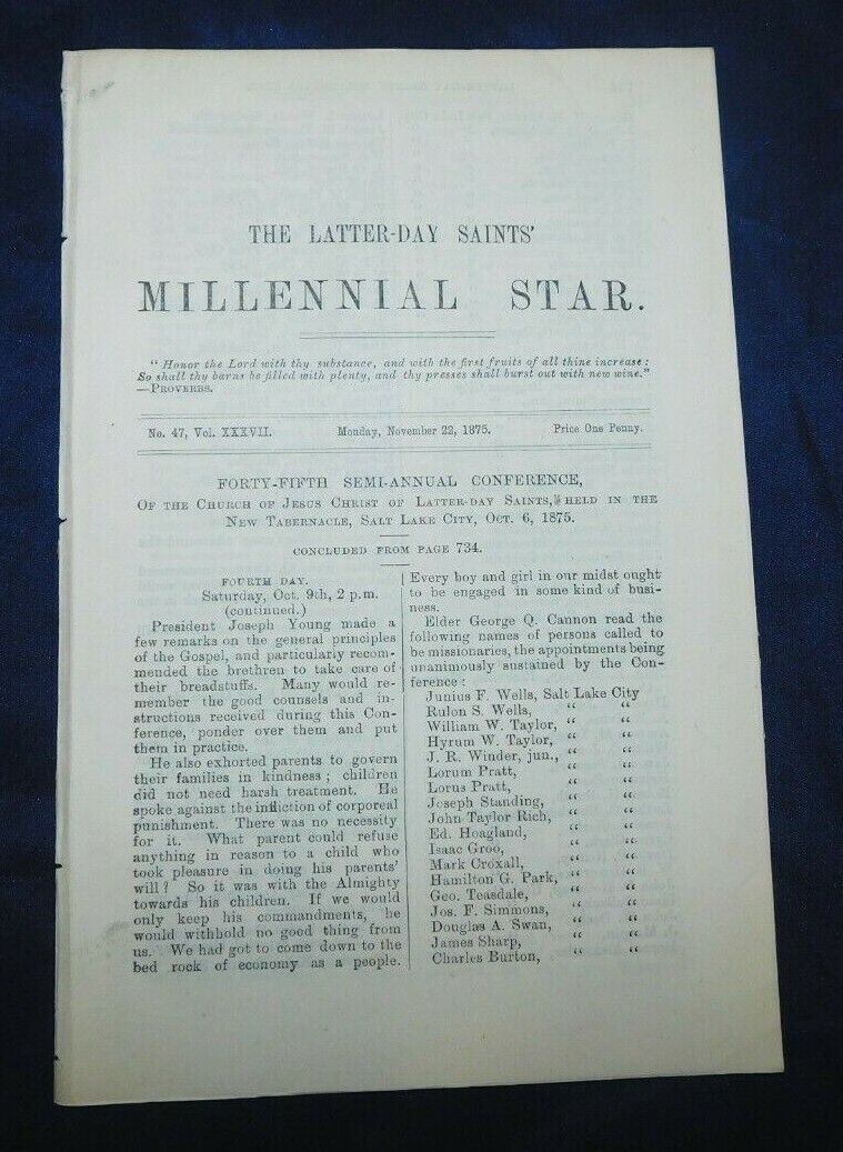 MILLENNIAL STAR of 1875 November 22  LDS Mormon Magazine England Church News