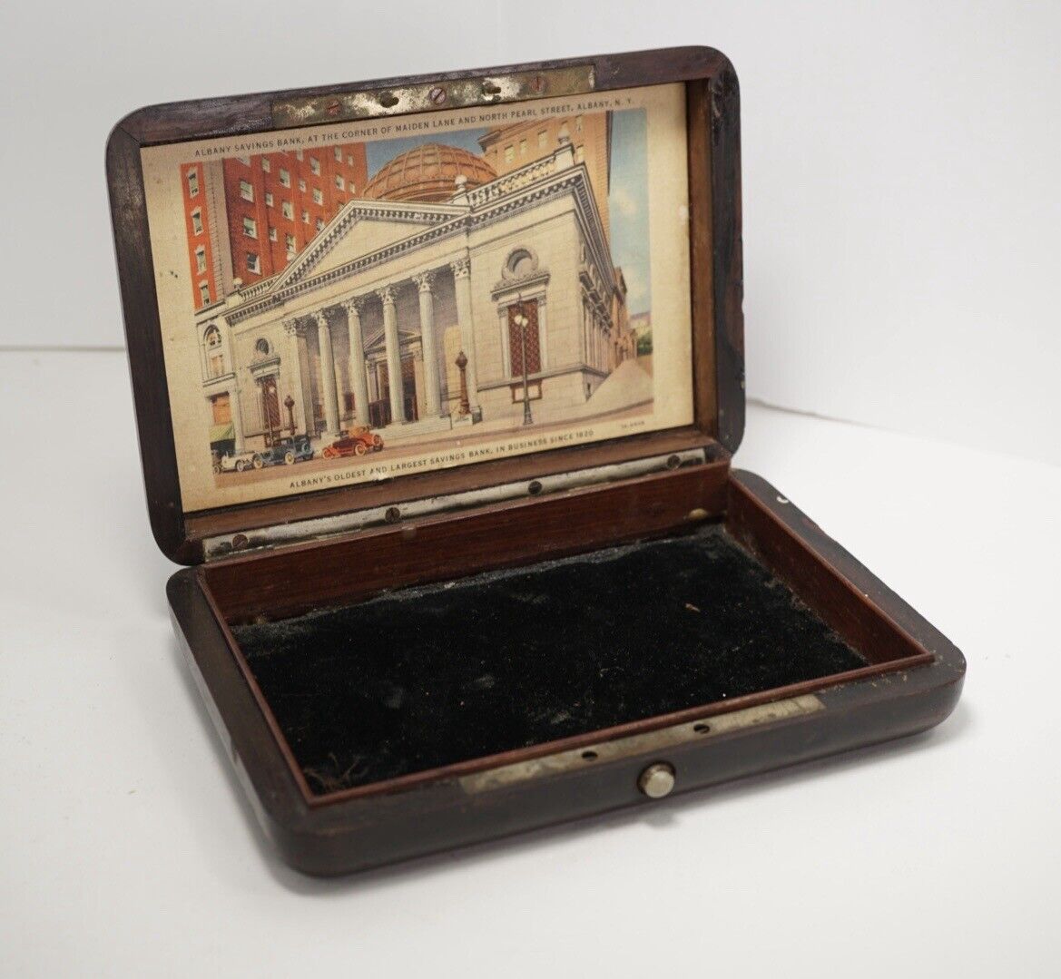 Antique Albany (New York) Savings Bank Small Wooden Case Box
