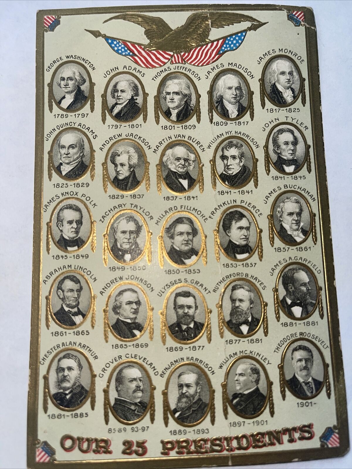 1910 Postcard Our 25 Presidents